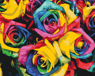 Maľovanie podľa čísiel - Farebné ruže Veľkosť: 40x50cm, Rám: Bez rámu, iba plátno