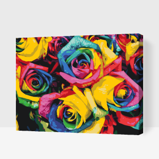 Maľovanie podľa čísiel - Farebné ruže Veľkosť: 60x80cm, Rám: S vnútorným rámom