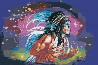 Maľovanie podľa čísiel - Farebný Indián Veľkosť: 40x60cm, Rám: Bez rámu, iba plátno