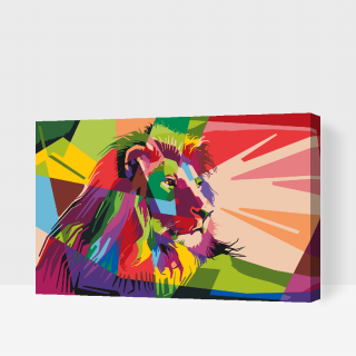 Maľovanie podľa čísiel - Farebný lev2 Veľkosť: 40x60cm, Rám: S vnútorným rámom
