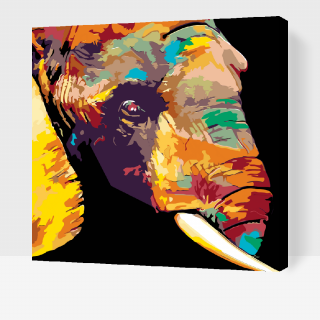 Maľovanie podľa čísiel - Farebný slon Veľkosť: 80x80cm, Rám: S vnútorným rámom