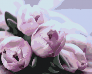 Maľovanie podľa čísiel - Fialové tulipány na stole Veľkosť: 40x50cm, Rám: Bez rámu, iba plátno