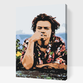 Maľovanie podľa čísiel - Harry Styles 5 Veľkosť: 40x60cm, Rám: Bez rámu, iba plátno
