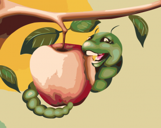 Maľovanie podľa čísiel - Húsenica papá jabĺčko Veľkosť: 60x80cm, Rám: Bez rámu, iba plátno