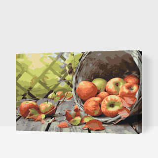 Maľovanie podľa čísiel - Jabĺčka v košíku Veľkosť: 40x60cm, Rám: S vnútorným rámom
