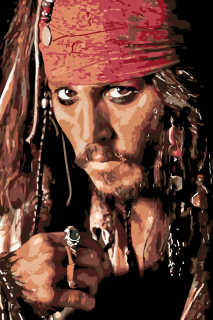 Maľovanie podľa čísiel - Jack Sparrow Veľkosť: 40x60cm, Rám: Bez rámu, iba plátno