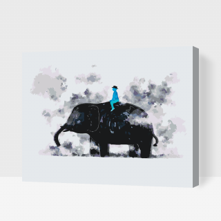 Maľovanie podľa čísiel - Jazda na slonovi Veľkosť: 60x80cm, Rám: S vnútorným rámom