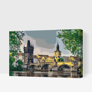 Maľovanie podľa čísiel - Karlov most Veľkosť: 40x60cm, Rám: Bez rámu, iba plátno