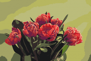 Maľovanie podľa čísiel - Kytica červených tulipánov Veľkosť: 40x60cm, Rám: Bez rámu, iba plátno
