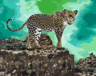 Maľovanie podľa čísiel - Leopard číha na korisť Veľkosť: 40x50cm, Rám: Bez rámu, iba plátno
