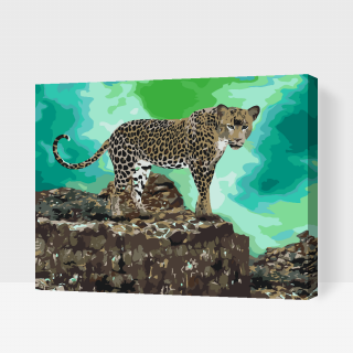 Maľovanie podľa čísiel - Leopard číha na korisť Veľkosť: 40x50cm, Rám: S vnútorným rámom