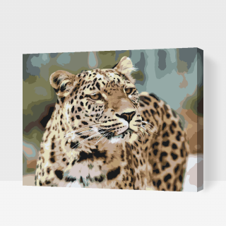 Maľovanie podľa čísiel - Leopard v prírode Veľkosť: 40x50cm, Rám: S vnútorným rámom