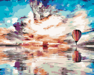 Maľovanie podľa čísiel - Let balónom Veľkosť: 40x50cm, Rám: Bez rámu, iba plátno