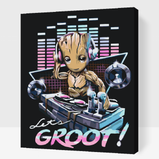 Maľovanie podľa čísiel - Let's Groot! Veľkosť: 40x50cm, Rám: S vnútorným rámom