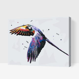 Maľovanie podľa čísiel - Letiaci papagáj Veľkosť: 40x50cm, Rám: S vnútorným rámom