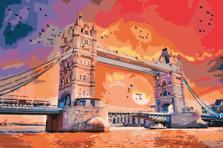 Maľovanie podľa čísiel - Londýnsky most pri západe slnka Veľkosť: 60x80cm, Rám: Bez rámu, iba plátno