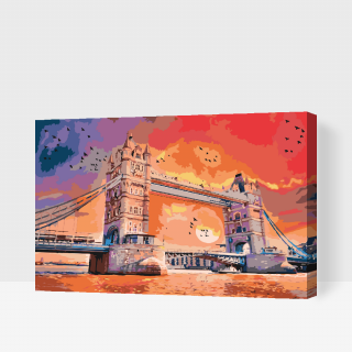 Maľovanie podľa čísiel - Londýnsky most pri západe slnka Veľkosť: 60x80cm, Rám: S vnútorným rámom