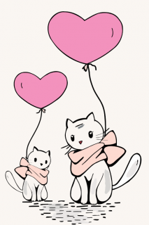 Maľovanie podľa čísiel - Mačiatka s balónikmi Veľkosť: 40x60cm, Rám: Bez rámu, iba plátno
