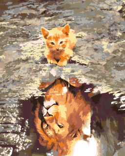 Maľovanie podľa čísiel - Mačiatko alebo lev? Veľkosť: 60x80cm, Rám: Bez rámu, iba plátno