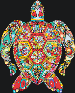 Maľovanie podľa čísiel - Mandala - korytnačka Veľkosť: 40x50cm, Rám: Bez rámu, iba plátno