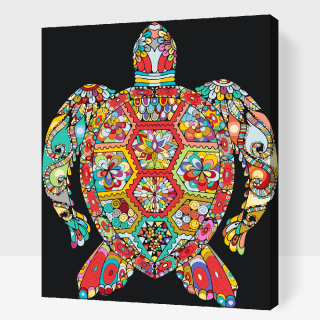 Maľovanie podľa čísiel - Mandala - korytnačka Veľkosť: 40x50cm, Rám: S vnútorným rámom