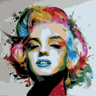 Maľovanie podľa čísiel - Marilyn Monroe Farebný portrét Veľkosť: 50x50cm, Rám: Bez rámu, iba plátno