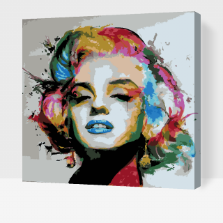 Maľovanie podľa čísiel - Marilyn Monroe Farebný portrét Veľkosť: 50x50cm, Rám: S vnútorným rámom