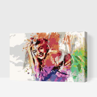 Maľovanie podľa čísiel - Marilyn Monroe vo farbách Veľkosť: 40x60cm, Rám: S vnútorným rámom
