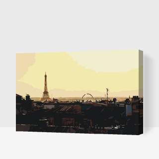 Maľovanie podľa čísiel - Paríž za úsvitu Veľkosť: 40x60cm, Rám: S vnútorným rámom