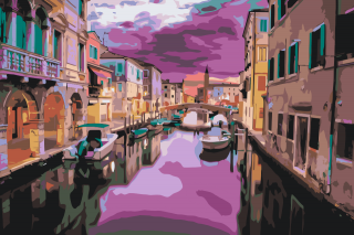 Maľovanie podľa čísiel - Plavba Benátkami Veľkosť: 60x80cm, Rám: Bez rámu, iba plátno