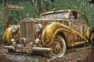 Maľovanie podľa čísiel - Rolls Royce Veľkosť: 40x60cm, Rám: Bez rámu, iba plátno