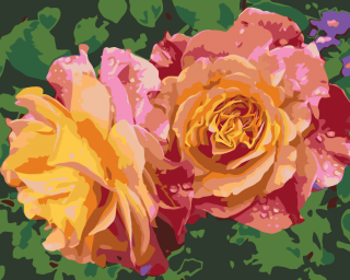 Maľovanie podľa čísiel - Ruže, kvety krásy Veľkosť: 80x100cm, Rám: Bez rámu, iba plátno