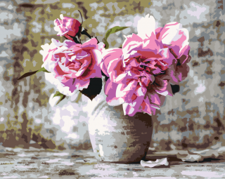 Maľovanie podľa čísiel - Ružové ruže Veľkosť: 40x50cm, Rám: Bez rámu, iba plátno