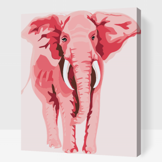 Maľovanie podľa čísiel - Ružový slon Veľkosť: 40x50cm, Rám: S vnútorným rámom