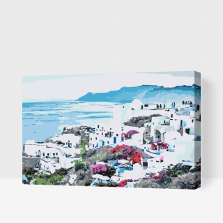 Maľovanie podľa čísiel - Santorini Veľkosť: 60x80cm, Rám: S vnútorným rámom