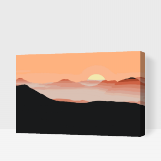 Maľovanie podľa čísiel - Slnko v horách Veľkosť: 40x60cm, Rám: S vnútorným rámom