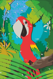 Maľovanie podľa čísiel - Šťastný papagáj Veľkosť: 40x60cm, Rám: Bez rámu, iba plátno