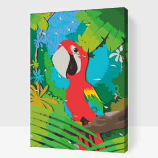 Maľovanie podľa čísiel - Šťastný papagáj Veľkosť: 40x60cm, Rám: S vnútorným rámom
