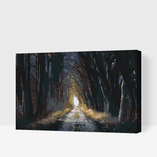Maľovanie podľa čísiel - Temný les Veľkosť: 40x60cm, Rám: S vnútorným rámom