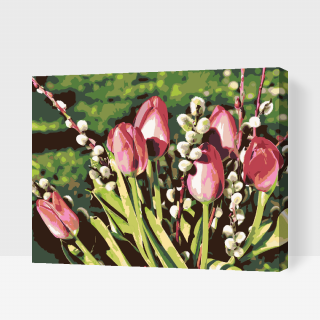 Maľovanie podľa čísiel - Tulipány Veľkosť: 40x50cm, Rám: Bez rámu, iba plátno