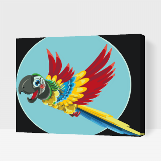 Maľovanie podľa čísiel - Veselý papagáj Veľkosť: 40x50cm, Rám: Bez rámu, iba plátno