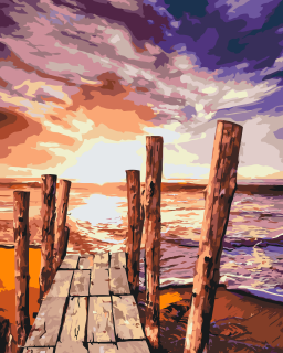 Maľovanie podľa čísiel - Západ slnka na pláži Veľkosť: 40x50cm, Rám: Bez rámu, iba plátno