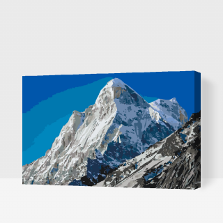Maľovanie podľa čísiel - Zasnežené hory Veľkosť: 60x80cm, Rám: S vnútorným rámom