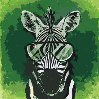 Maľovanie podľa čísiel - Zebra s okuliarmi Veľkosť: 80x80cm, Rám: Bez rámu, iba plátno