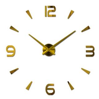 Dizajnové 3D nalepovacie hodiny 80-120cm, zlatá, KX7848