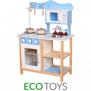 EcoToys Drevená kuchynka ELLA s príslušenstvom, TK040-BLUE
