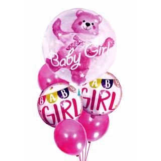 KIK KX5949_1 Sada nafukovacích balónikov BABY GIRL 6 ks - ružová