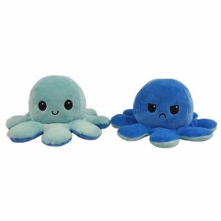 Obojstranný plyšák - chobotnica - tmavo modrá / svetlo modrá