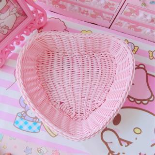 Plastový košík - ružové srdce