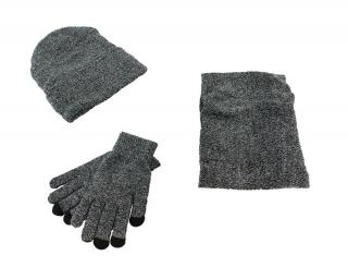 Set čiapky nákrčník rukavice, šedá melanž, BQ52C